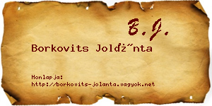 Borkovits Jolánta névjegykártya